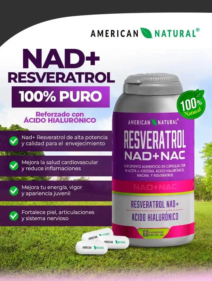 ✨ Resveratrol + NAD + NAC – Fórmula Avanzada Antioxidante