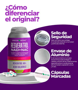 ✨ Resveratrol + NAD + NAC – Fórmula Avanzada Antioxidante